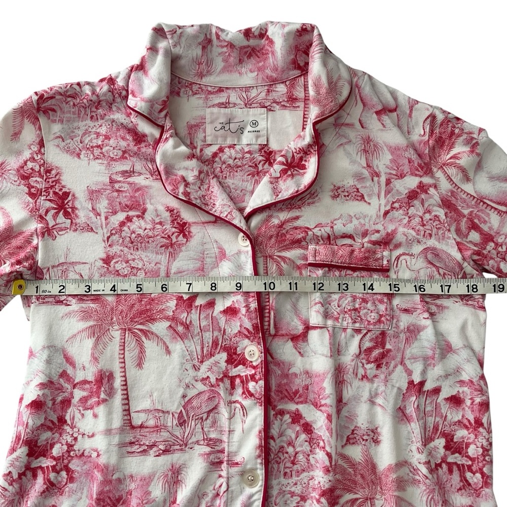 The Cat’s Pajamas Palm Grove Toile Pink Pima Knit Pajama Set Size M Vacationcore - Picture 5 of 15